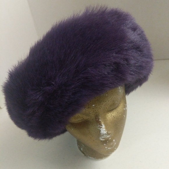 Bucket Hat Purple Faux Fur Convertible Fuzzy - Picture 5 of 14